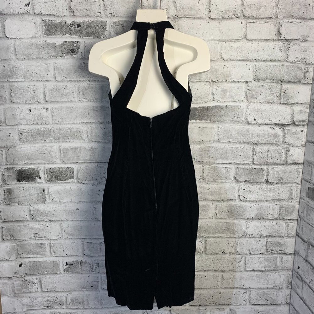 Vintage 90s Y2K Velvet Keyhole Choker Collar Bodycon Witchy Dress - Picture 5 of 16